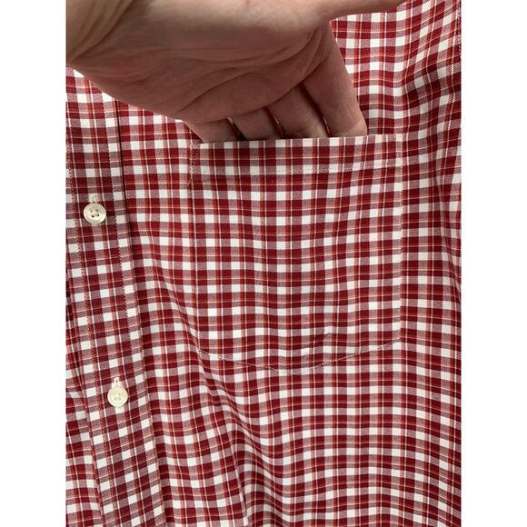 Banana Republic Mens XL Red White Checkered Plaid Button Down Long Sleeve Shirt - Picture 3 of 9